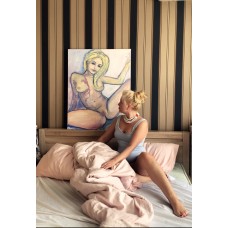 Nude girl. Portrait. Original, oil on canvas 75 * 95 cm